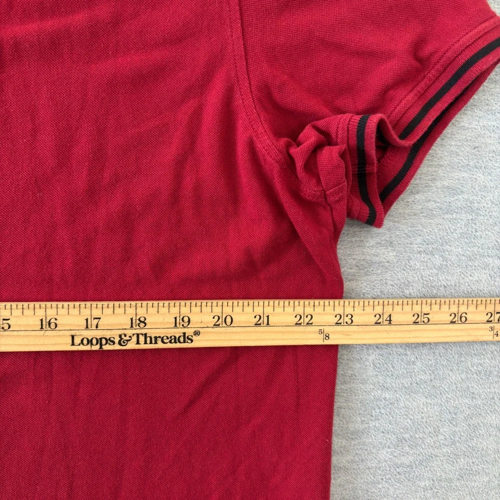 True Religion Mens Red Logo Collar Short Sleeve Cotton Pique Polo Shirt 2XL